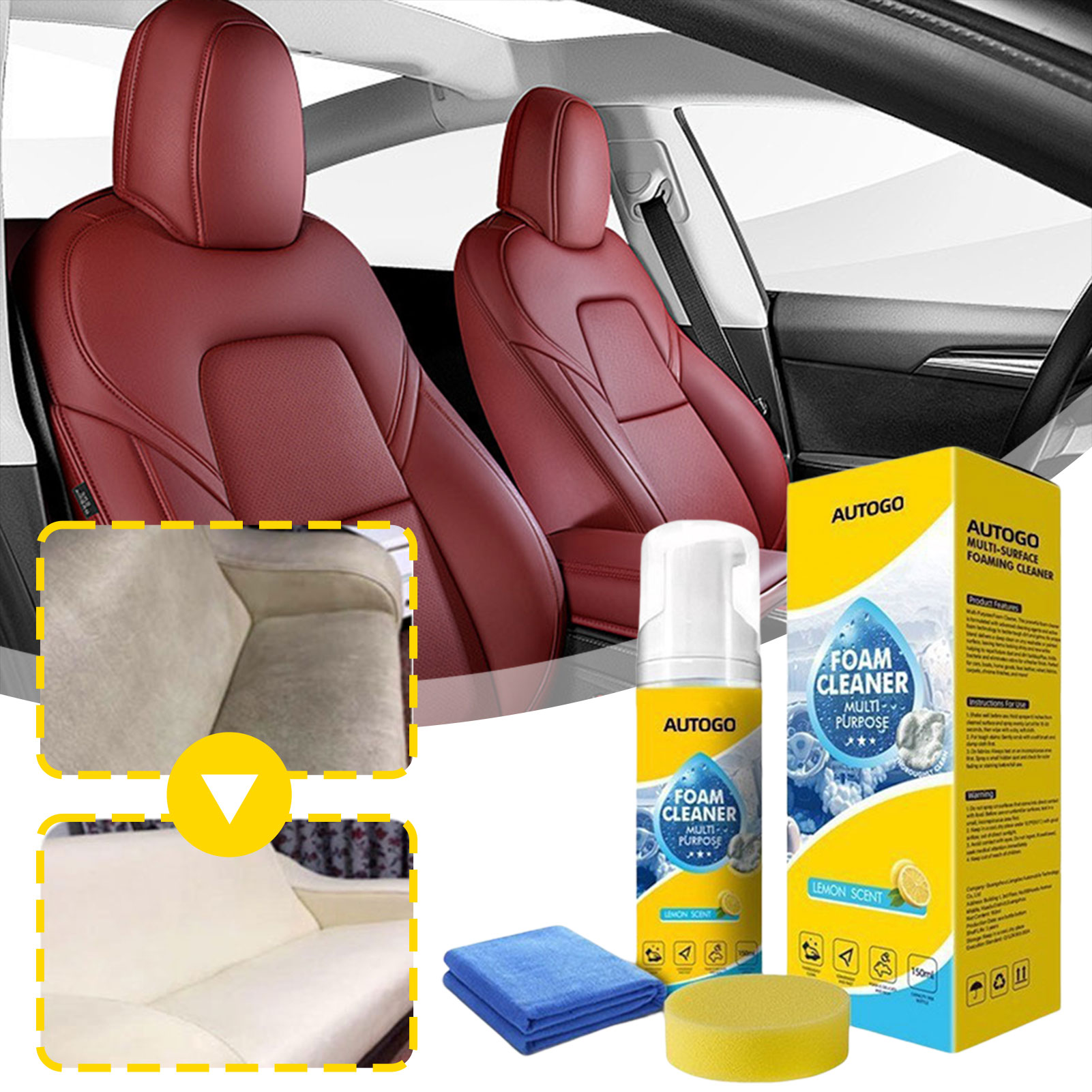 Sneaker Leather Care - Detergente schiumogeno multiuso per interni auto,